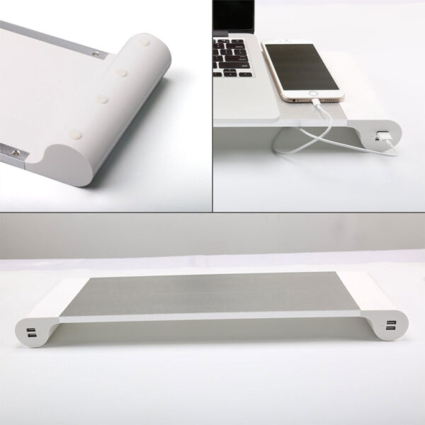 حامل لابتوب وكمبيوتر للمكتب مع 4 منافذ بيانات وشحن USB